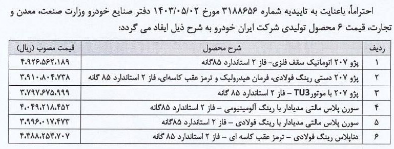 قیمت-جدید-ایران خودرو