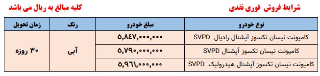 آغاز طرح فروش نقدی وانت نیسان (خرداد 1403)