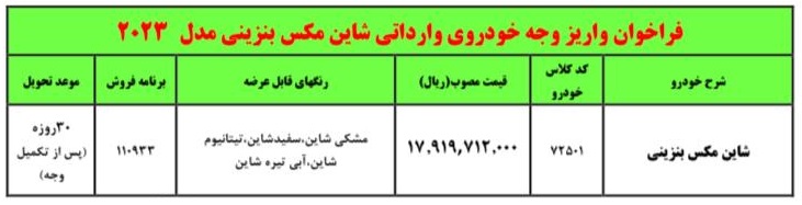 فروش فوق العاده شاین مکس بنزینی با قیمت جدید