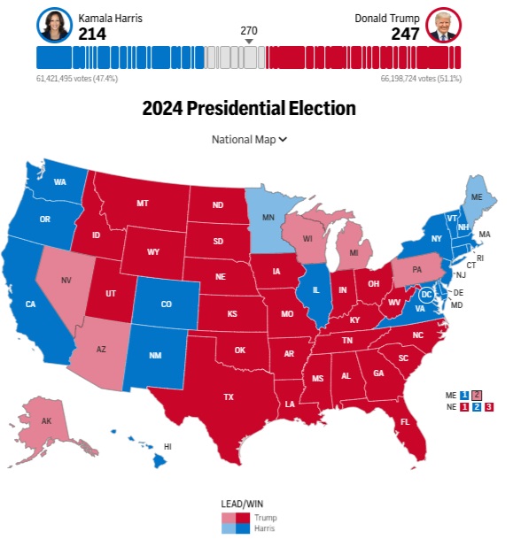 جدیدترین-نتایج-انتخابات-ریاست‌-جمهوری-آمریکا-هریس-ترامپ