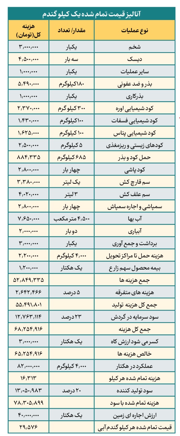 قیمت‌گذاری گندم؛ معادله‌ای با چند متغیر پرهزینه
