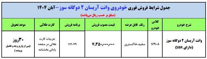 قیمت جدید وانت آریسان قیمت جدید وانت آریسان